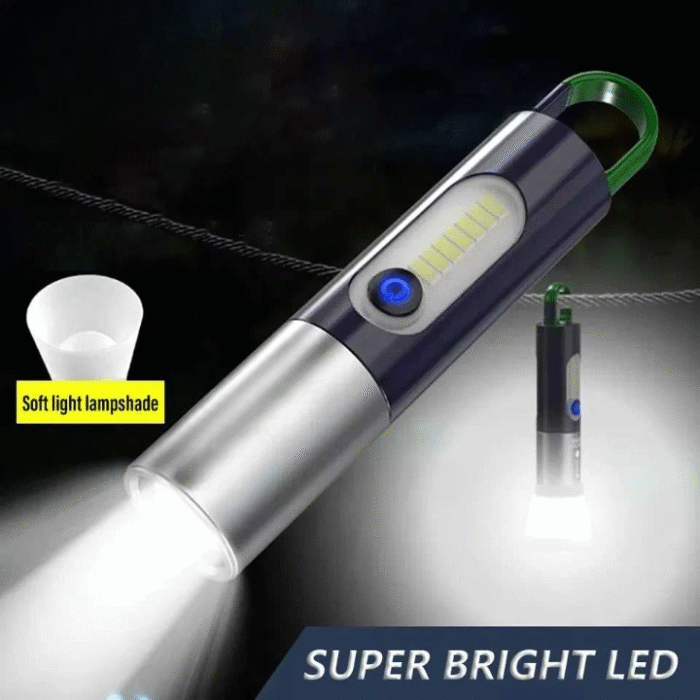 Zoomable Led Rechargeable Flashlight Outdoor Torch Light With Lamp Shade - Image 1
