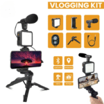 AY-49 Vlogger video making Kits Vlog Microphone LED Fill Light Mini Tripod mobile holder - Image 3
