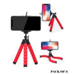 Pack Of 3 Portable Flexible Sponge Adjustable Octopus Tripod Phone Stands - Image 2