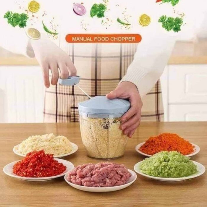 5 Blades Manual Vegetable Chopper Cutter Hand Pull Food Chopper (random color) - Image 2