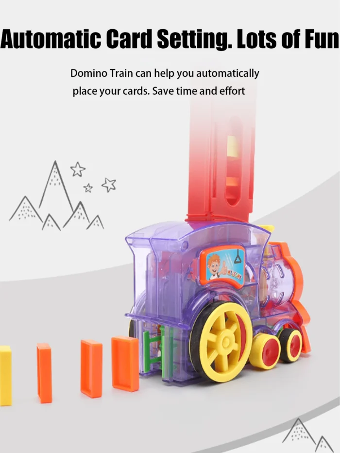 Domino Set Up Train, Domino Train Toy Blocks Set with Lights and Sounds, Creative Gifts for Kids(random color) - Image 3