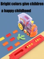 Domino Set Up Train, Domino Train Toy Blocks Set with Lights and Sounds, Creative Gifts for Kids(random color) - Image 2