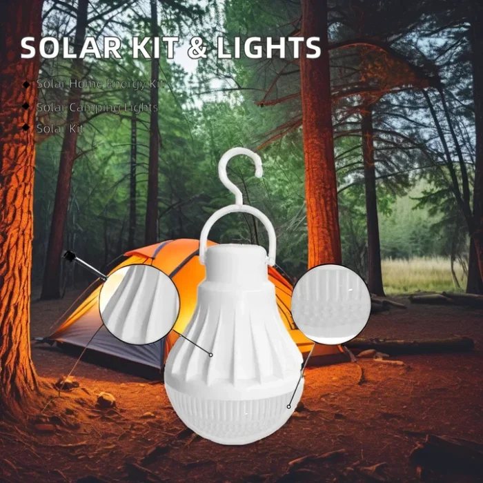 Solar Powered Light System Flashlight, Emergency Mobile Power Bank, Wireless Power Supply System for Travel Camping hiking (random color) - Image 5