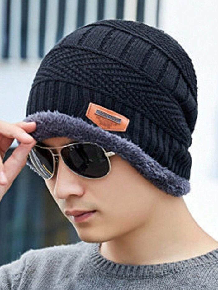 Head & Neck Cap Beanies Combo - woolen winter beanie cap with neck warmer muffler for men and women (Black) - Image 9