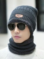 Head & Neck Cap Beanies Combo - woolen winter beanie cap with neck warmer muffler for men and women (Black) - Image 10