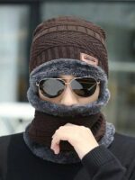 Head & Neck Cap Beanies Combo - woolen winter beanie cap with neck warmer muffler for men and women (Black) - Image 11