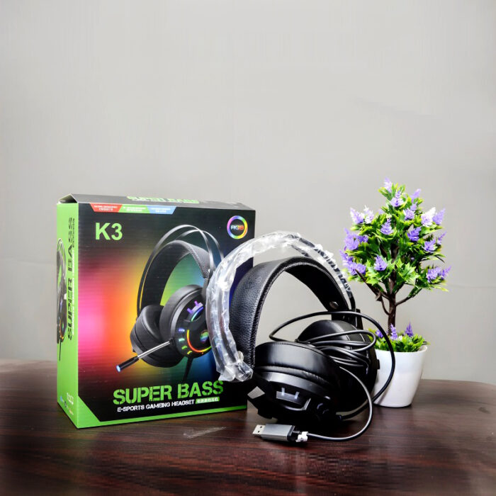 K3 Super Bass Comfortable Wear E-Sports RGB Gaming Wired Headset - Image 4