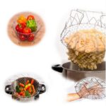 Chef Basket Dry Drain Rack Stainless Steel Multi Function Folding Fruit Basket Kitchen Tool - Image 3