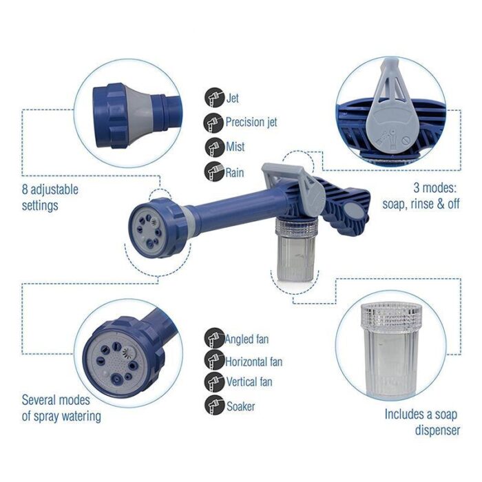 Garden Car Water And Soap Cannon 8 Nozzle Multi Function Spray - Image 2