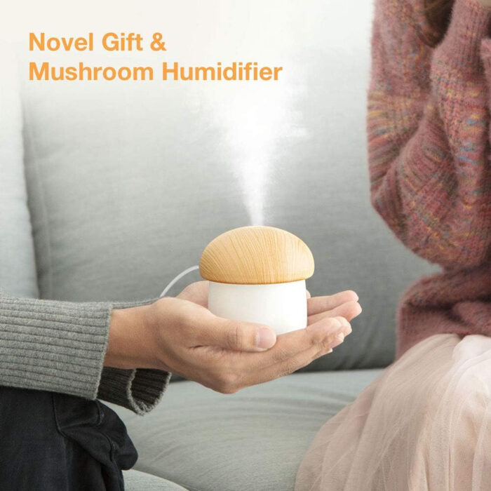 Mushroom Shape Humidifier Portable Mini Humidifier Direct usb current Aroma Diffuser Cool Mist 300ml (With box) - Image 8