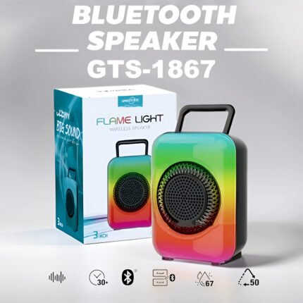 GTS-1867 Mini Portable 3-Inch Rechargeable Wireless Speaker with Flame Lighting Effect