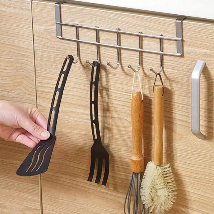 5 Hooks Over The Door Hanger / Metal Closet Organizer Door Hangers For Cloths / Multipurpose Hanging Storage Rack For Kitchen, Washroom, Bedroom - Image 10