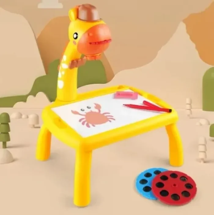 Table with light and with music inside | Mini Art Drawing Board Leds Projector Light Toy Children Kids Painting Table Small Desk(Random Color) - Image 6