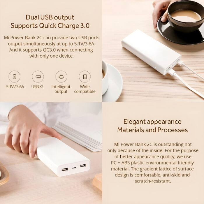 High-Capacity 20000mAh Portable Fast Charging Powerbank With Dual USB Outputs - Image 2