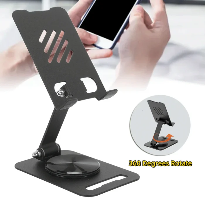 360-Degree Rotate Metal Desk Mobile Phone & Tablet Holder Stand (Random Color) - Image 4