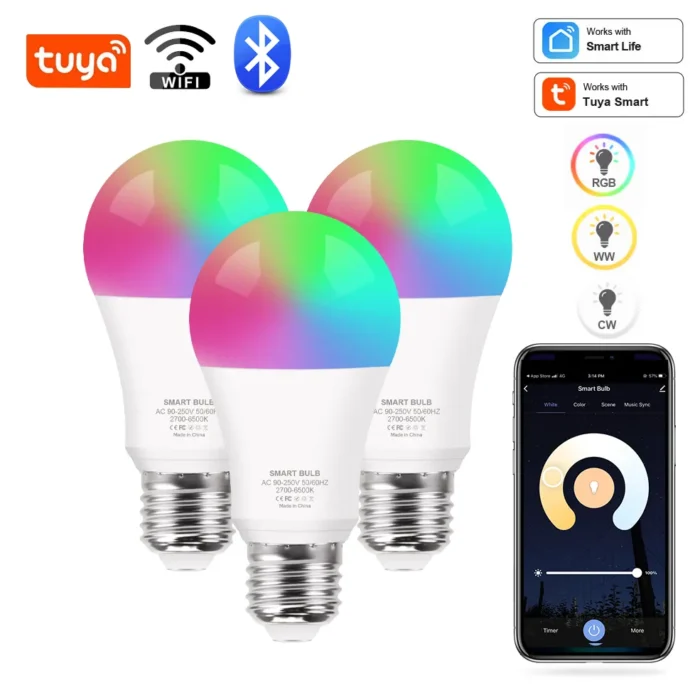 Color Changing Smart WIFI RGB led bulb, Dim-able and Color changing - Voice Controlled, 13watt - 220V LED Smart RGB Bulb, 16 Million colors + White - Image 11