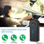 Pack of 2 Bluetooth 5.0 Transmitter Adapters with 3.5mm Audio Jack - Wireless Music Handsfree Car AUX Headphone Receivers - Image 3