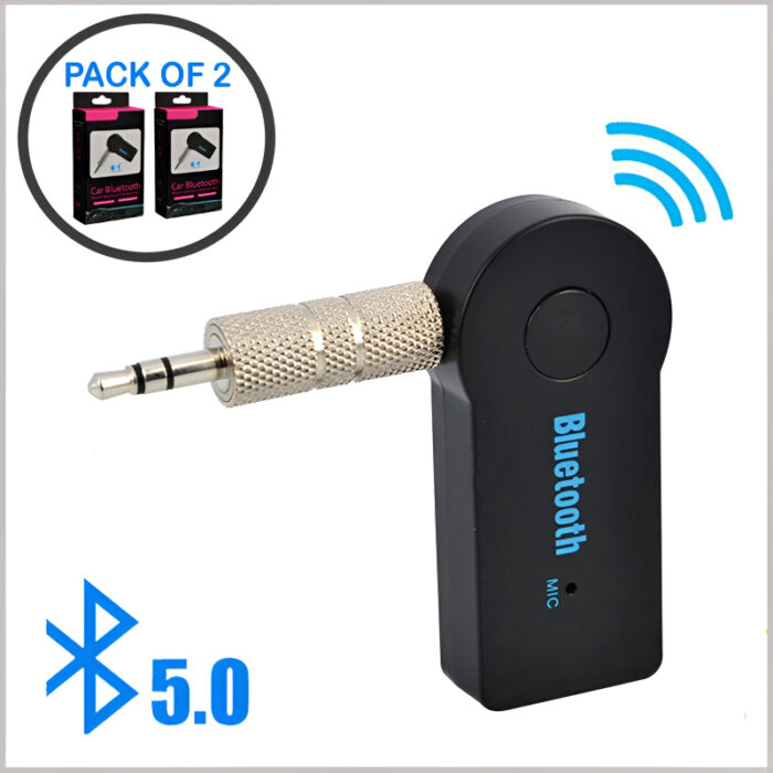 Pack of 2 Bluetooth 5.0 Transmitter Adapters with 3.5mm Audio Jack - Wireless Music Handsfree Car AUX Headphone Receivers - Image 4
