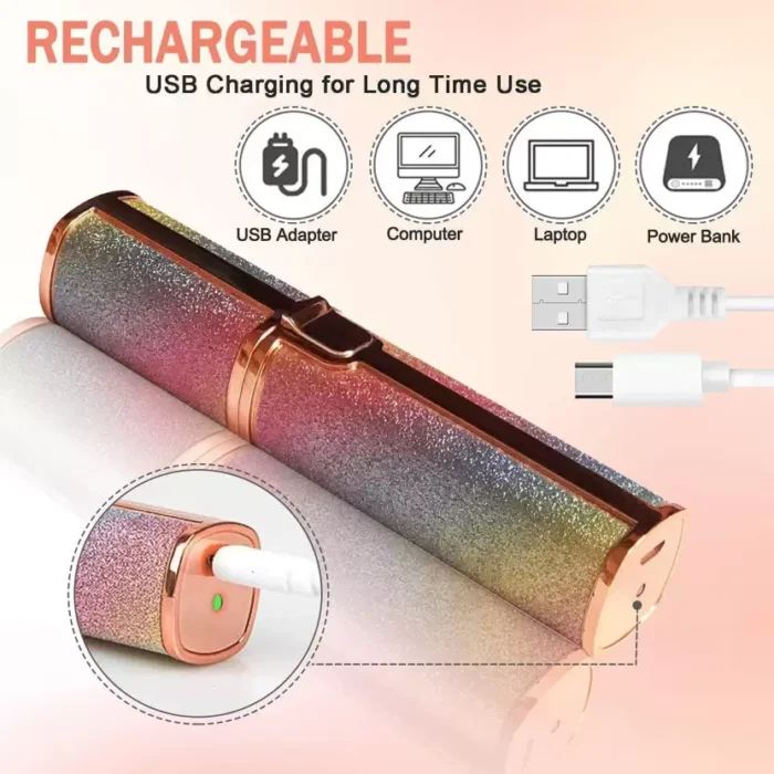 blawless 2 in 1 eyebrow trimmer | 2 In 1 Hair Remover Chargeable , Multi Attractive Color With USB Charging Cable And Cleaning Brush - Image 5