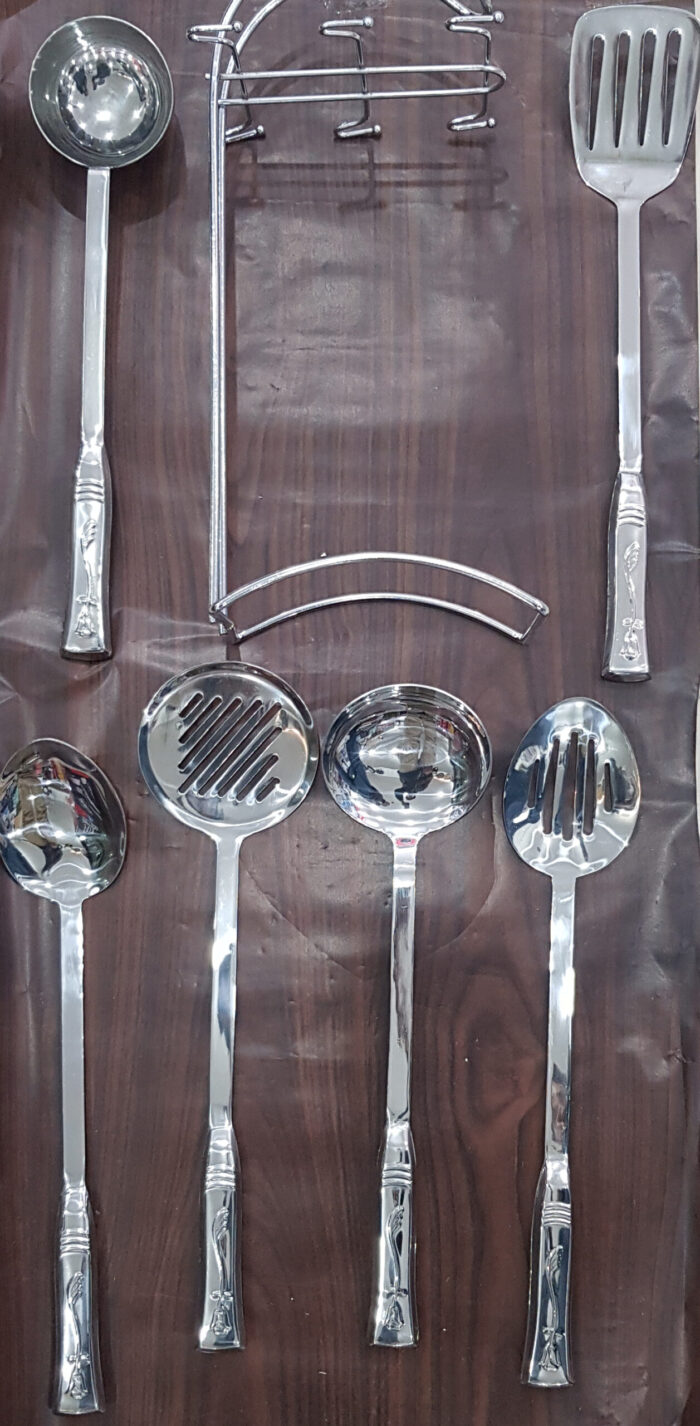 7pcs Stainless Steel Cutlery Set with Holder Stand High Quality - Image 2