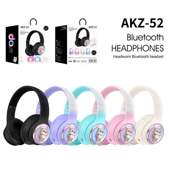 AKZ-52 Cute Cartoon Bluetooth 5.3 Wireless Headphones with HiFi Sound, TF Card Slot and Foldable Design - Image 3