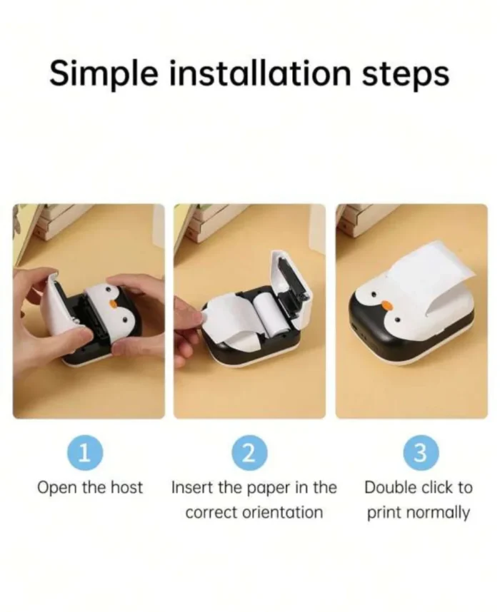 The Adorable Penguin Design Rechargeable Portable Mini Printer (random color) - Image 12