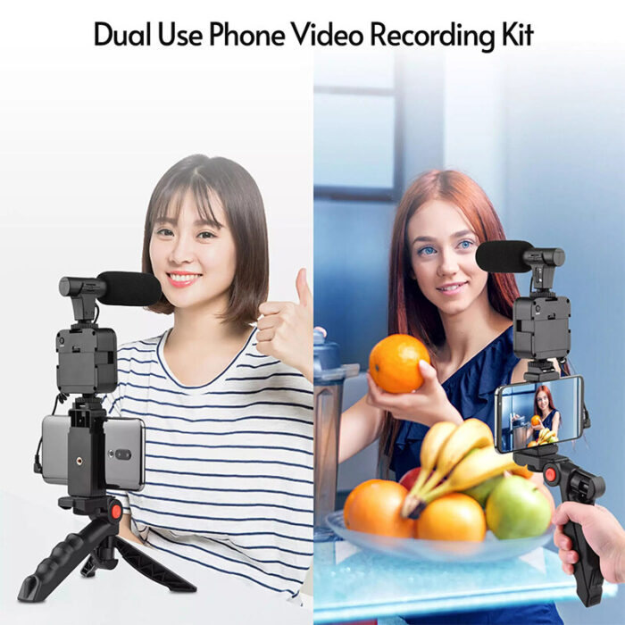 Multifunctional Professional Vlogging Kit With Tripod LED Video Light Microphone And Phone Holder - Image 2