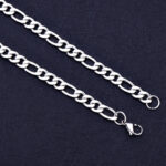Durable & Glossy Finish Men's Solid Stainless Steel Figaro Chain Bracelet - Image 3