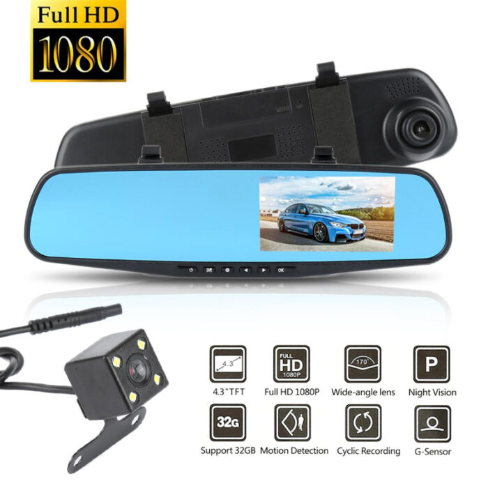 Full HD 1080P Dual Mirror Camera With 4.5" TFT LCD Crystal-Clear Recording Vehicle Blackbox DVR - Image 1