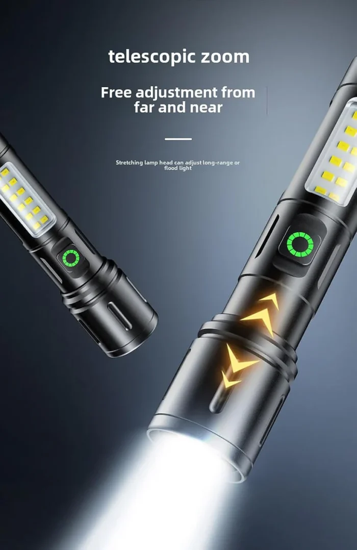 Rechargeable White Laser Super Battery Aluminum LED Flashlight, Body  Tactical,Long Battery Zoomable, Light - Image 6