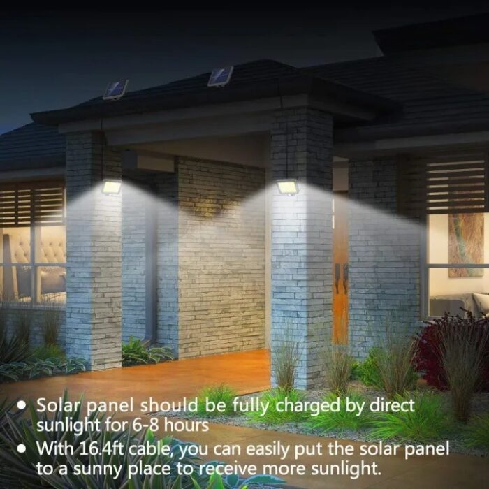 128 LED Solar Wall Light Garden Security Lamp PIR Motion Sensor IP65 with Remote Control Outdoor Solar Panel Lighting - Image 4