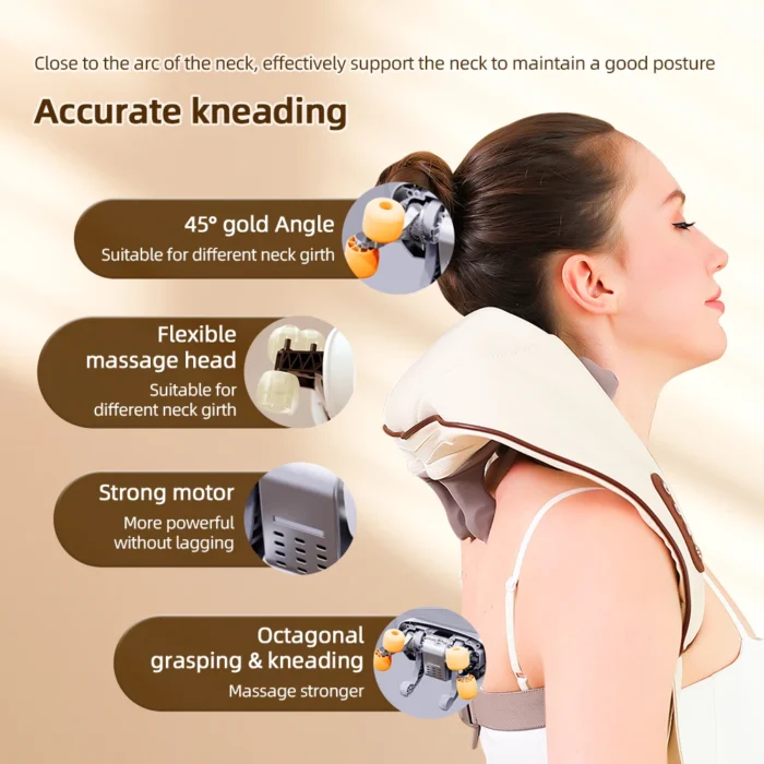Electric Neck and Shoulder Massager Wireless Kneading Neck and Back Massage Pillow Neck Back Relaxing Massage Shawl (Random Color) - Image 3