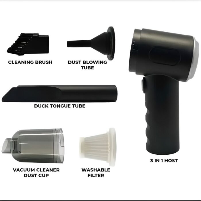 Mini Portable 3 In 1 Powerful Cordless Vacumm Cleaner Duster Blower Air Pump - Image 6
