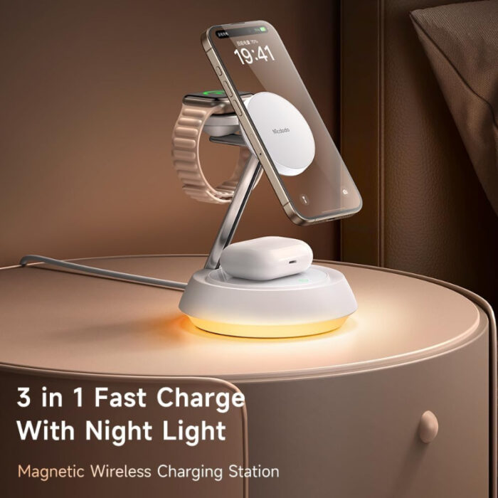 Mcdodo 3-in-1 Magnetic Wireless Charging Station with Ambient Night Light - Image 8