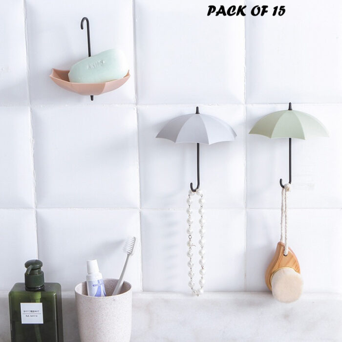 Pack Of 15 Pcs Umbrella Hook Wall Door Key Hanger Key Holder Decorative Hooks - Image 1