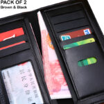 Pack of 2 Luxury Men's Ultra-Thin Long Wallets - Woven Pattern Multi-Card Clutch - Image 4