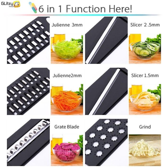 Slicer Vegetable Cutter Grater Chopper Six Interchangeable Blades With Hand Protector - Image 5
