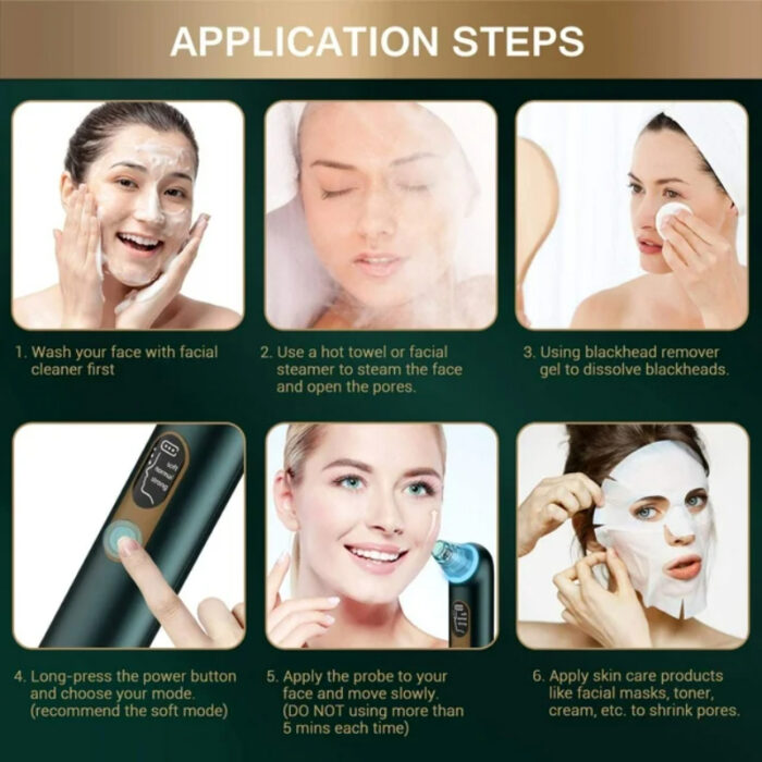 Turata USB Rechargeable Blackhead Remover Advanced Pore Vacuum With 3 Different Suction Levels - Image 6