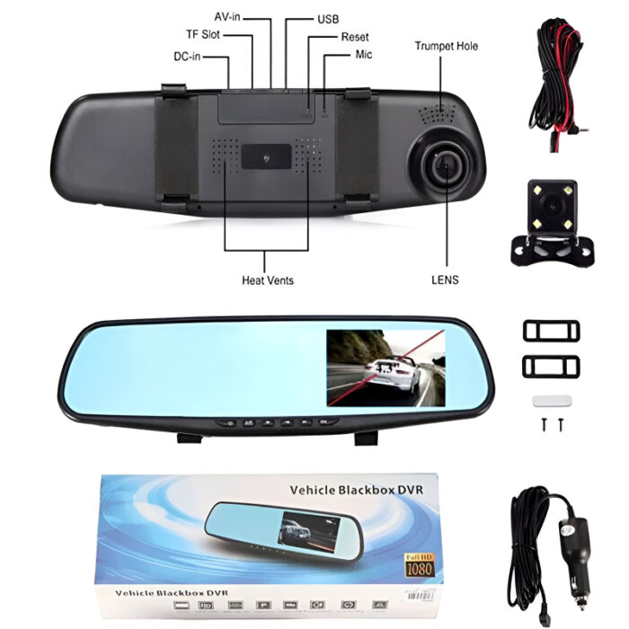 Full HD 1080P Dual Mirror Camera With 4.5" TFT LCD Crystal-Clear Recording Vehicle Blackbox DVR - Image 6