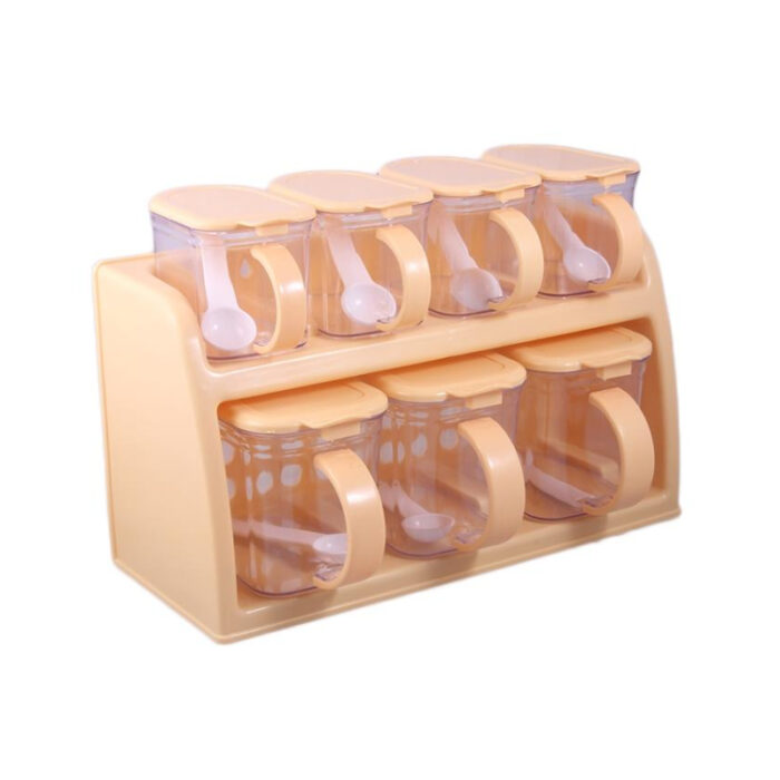 Premium Quality 2 Tier Set Of 7 Jars Spice Rack - Image 2