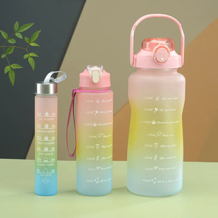 3pcs Motivational Hydration Trio Leak Proof Gradient Frosted Sports Water Bottle - Image 13