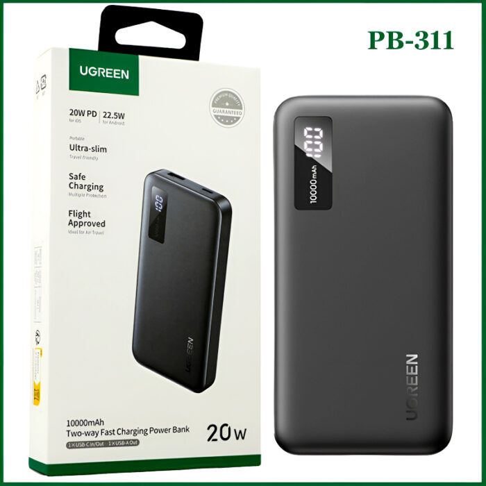UGREEN PB311 10000mAh 20W Portable Power Bank with Two-Way Fast Charging and Advanced Safety Features - Image 2