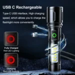 Ruilang  Portable Rechargeable Powerful LED Flashlight, Aluminum Alloy Zoom Flashlight - Image 7