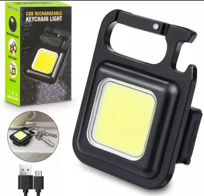 Black Metal Led Cob Light Key Chain - Image 1