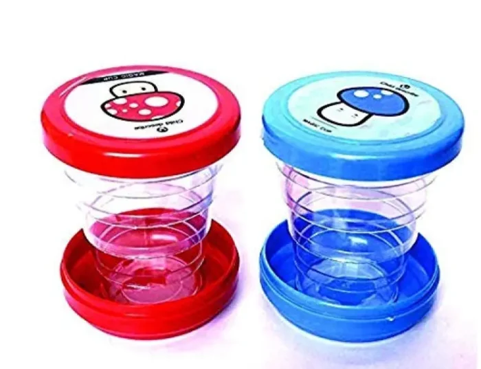 Pack of 2  Magic Glass for Kids, Folding Collapsible Magic Cup, Foldable Mug Glass for Travel, Outdoors, Hiking (Random Color) - Image 5
