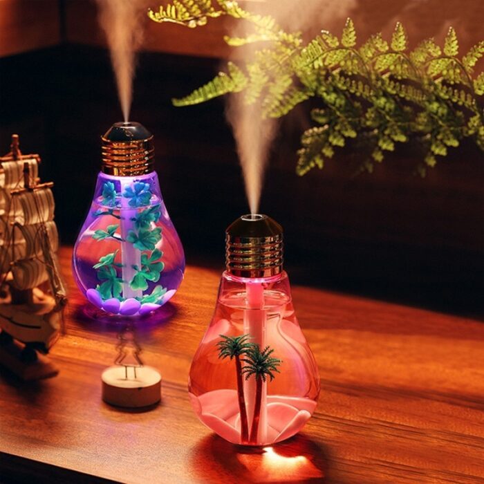 400ML Bulb Essential Oil Humidifier Ultrasonic Diffuser LED Night Light Air Freshener - Image 1