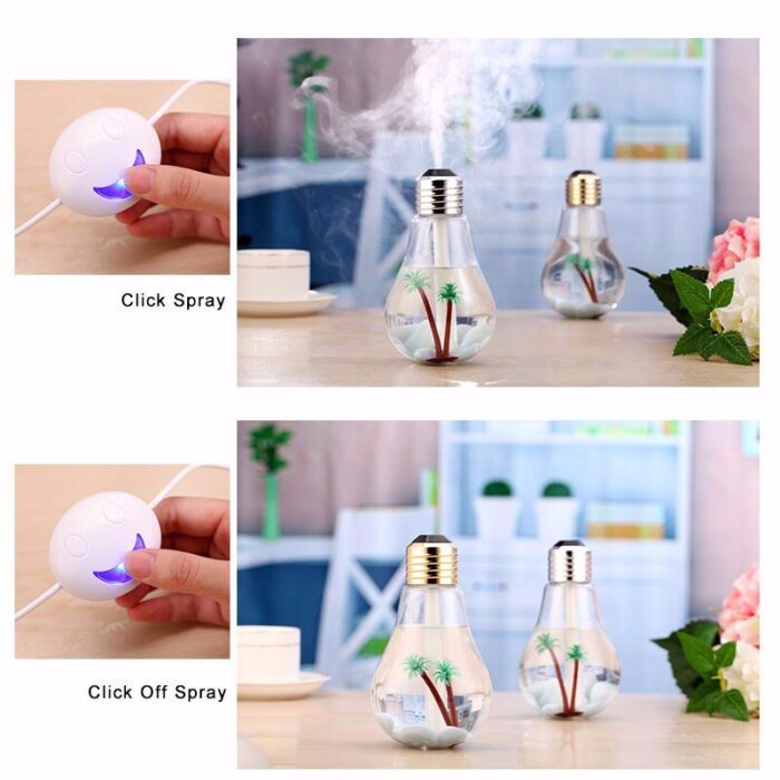 400ML Bulb Essential Oil Humidifier Ultrasonic Diffuser LED Night Light Air Freshener - Image 6