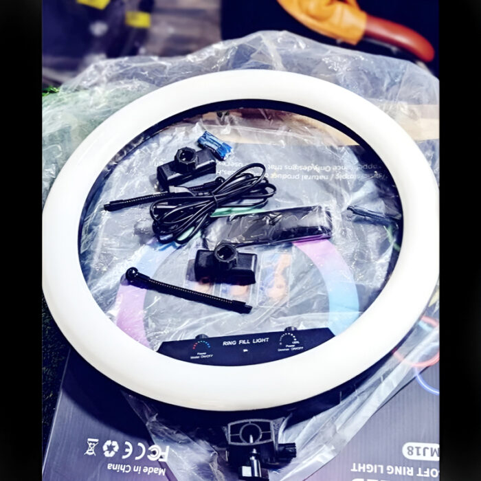 MJ18 45 CM RGB LED Soft Ring Light with 3 Phone Holders and Remote Control - Image 12