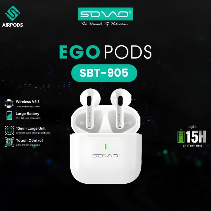 SOVO Ego Pods SBT-905 Touch-Control Waterproof Wireless Airpods For Ultimate Convenience - Image 1