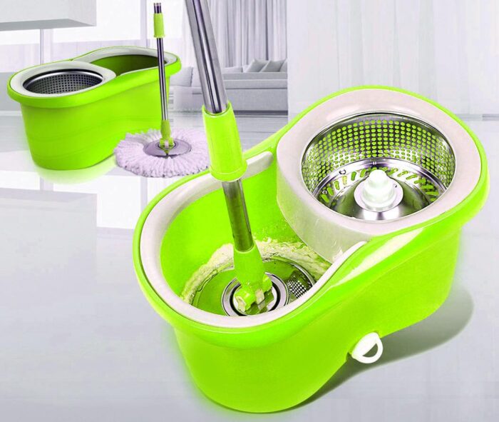 360 Spin Mop Bucket Set Portable Double Drive Stainless Steel Bucket Hand Pressure Rotation - Image 2